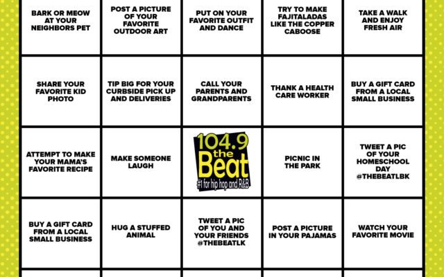 AMY O’s STAY AT HOME BINGO!