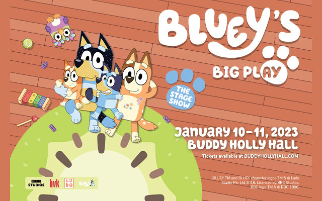 Award-Winning Bluey Brings Live Stage Show to the Buddy Holly Hall January 10th and 11th